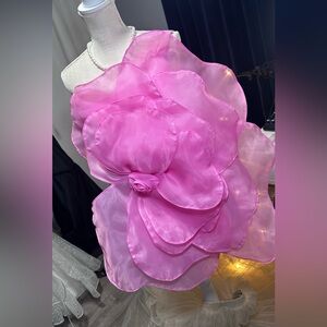 Pink 3 D Flower Dress New One Shoulder Birthday Dress Prom Dress Gala Dresses